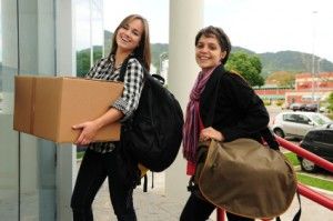 Students Moving Into College Dorm