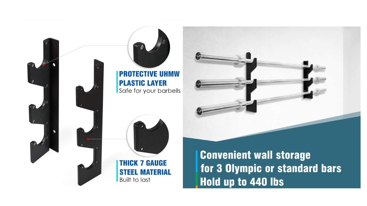 Yes4All Wall Mounted Olympic Barbell Rack