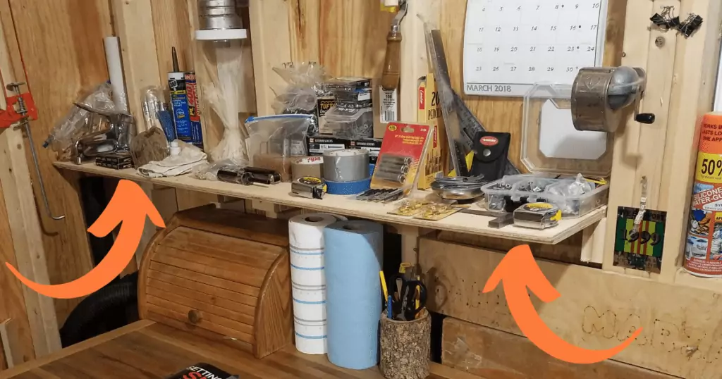 Shed Shelving DIY Built In Shelf Feature In Article